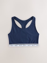 Blue/Navy/White 3 Pack Cotton Rich Ultimate Comfort Crop Tops - Image 6 of 8