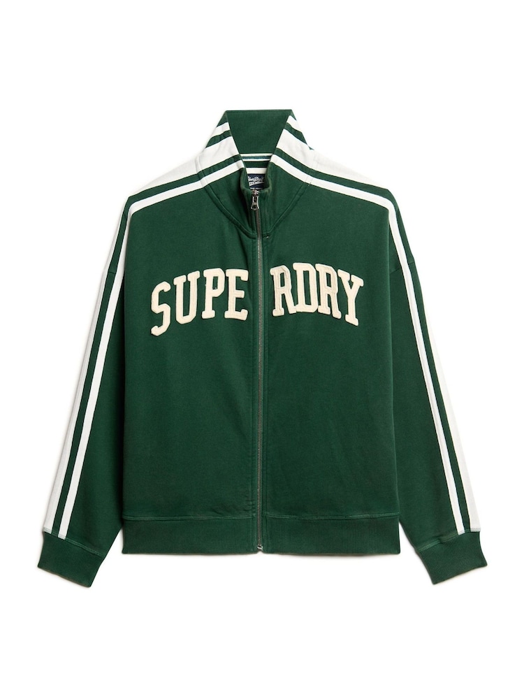 Superdry חולצת אימונית בגזרה רפויה עם רוכסן ואפליקציה, סדרת Athletic Essentials - תמונה 5 מתוך 5