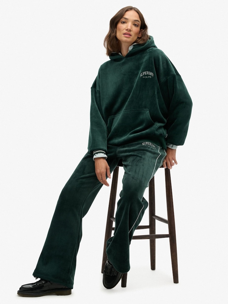 Superdry Green Country Club Velour Straight Joggers - Image 1 of 8