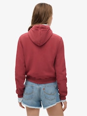 Superdry Red Essential Logo Cropped Full Zip Hoodie - Image 2 of 6