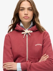 Superdry Red Essential Logo Cropped Full Zip Hoodie - Image 4 of 6