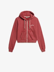 Superdry Red Essential Logo Cropped Full Zip Hoodie - Image 5 of 6