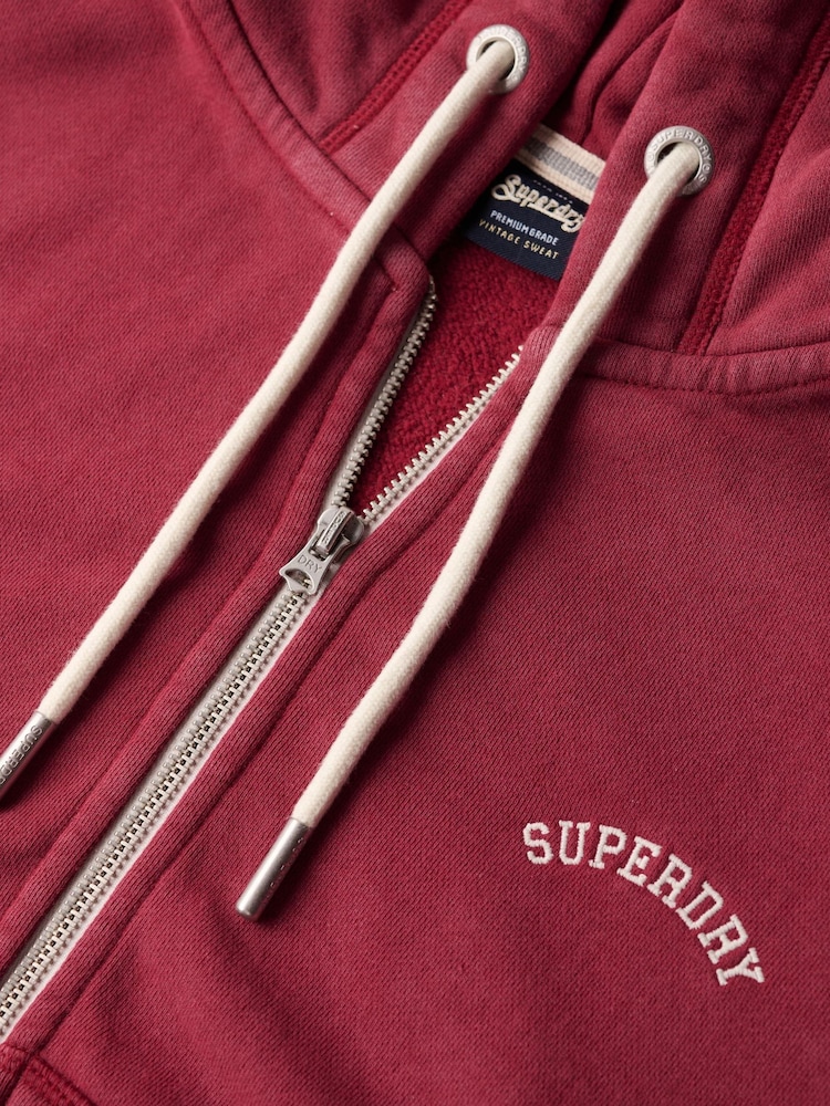 Superdry Red Essential Logo Cropped Full Zip Hoodie - Image 6 of 6 Superdry Red Essential Logo Cropped Full Zip Hoodie - Image 6 of 6