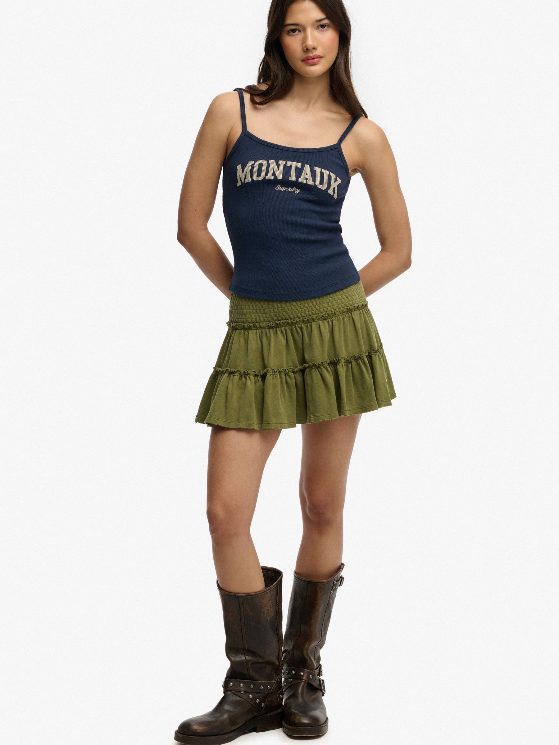 Buy Superdry Green Tiered Jersey Mini Skirt from Next USA