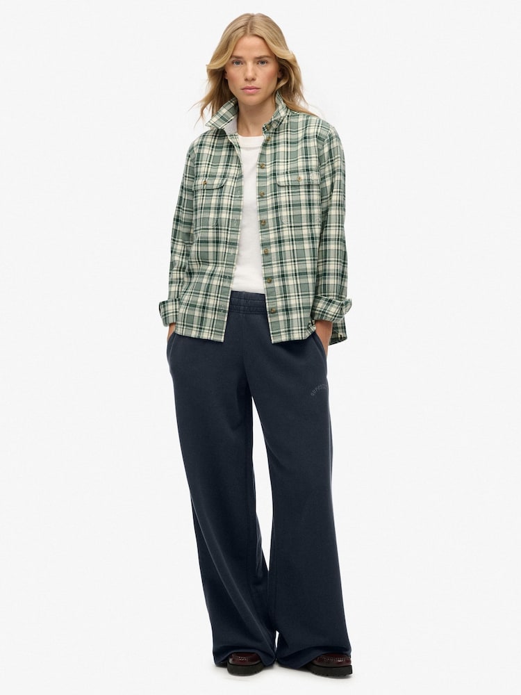 Superdry Blue Athletic Essentials Logo Garment Dyed Joggers - Image 1 of 6 Superdry Blue Athletic Essentials Logo Garment Dyed Joggers - Image 1 of 6