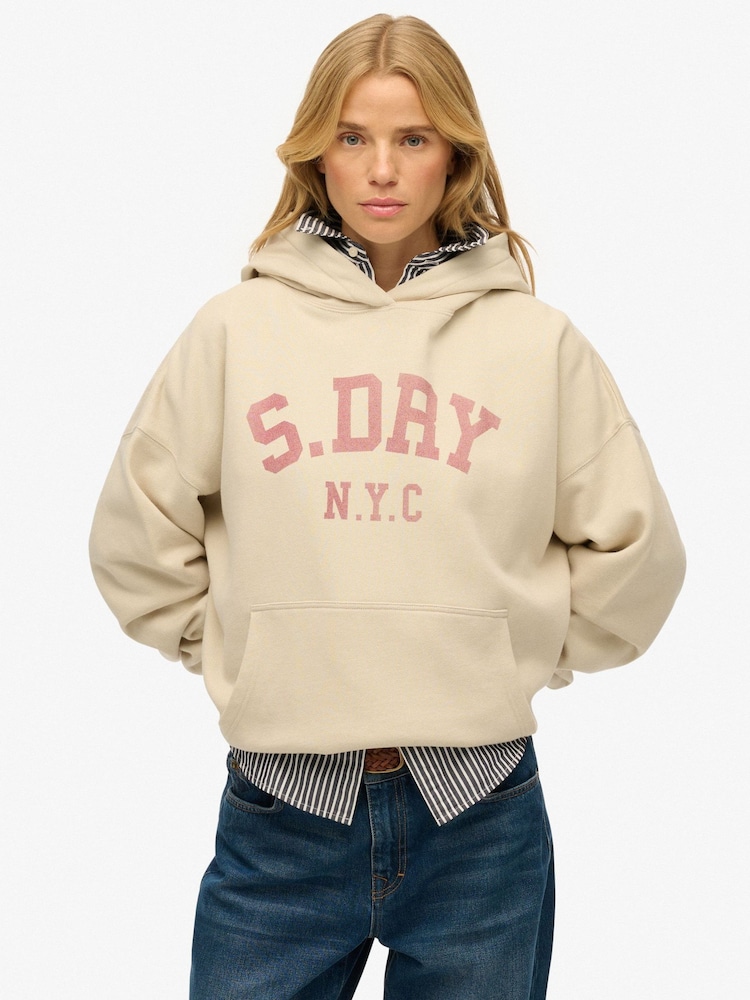 Beige - Superdry Athletic Essentials Relaxed Hettegenser - Bilde 1 av 8