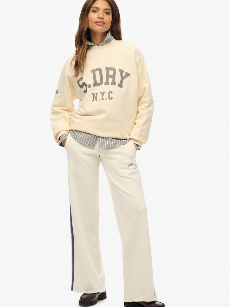 Superdry Cream Athletic Essentials Slouchy Crew Neck Sweatshirt - Image 5 of 5