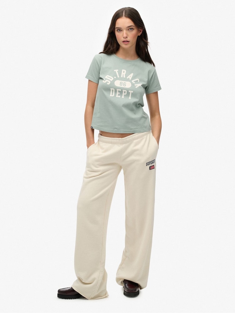 Superdry White Athletic Essentials Wide Leg Joggers - Image 1 of 7