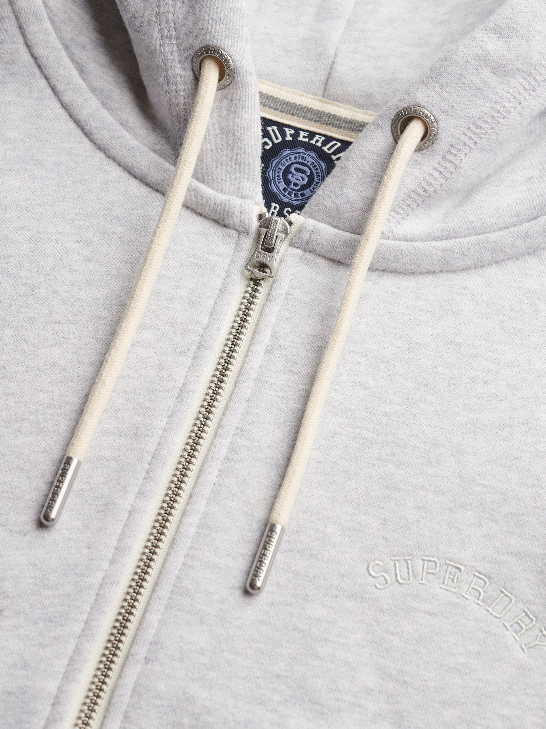 Buy Superdry Grey Essential Logo Cropped Full Zip Hoodie from Next