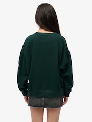 Superdry Green Athletic Essentials Relaxed Crew Sweat Top - Image 3 of 5