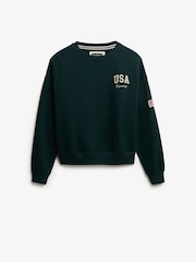 Superdry Green Athletic Essentials Relaxed Crew Sweat Top - Image 4 of 5