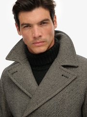 Superdry Black The Merchant Store - Wool Blend Long Coat - Image 6 of 7