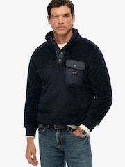 Superdry Blue Fuji Popper Neck Fleece - Image 1 of 6