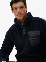 Superdry Blue Fuji Popper Neck Fleece - Image 4 of 6