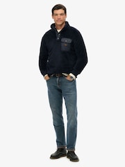 Superdry Blue Fuji Popper Neck Fleece - Image 5 of 6