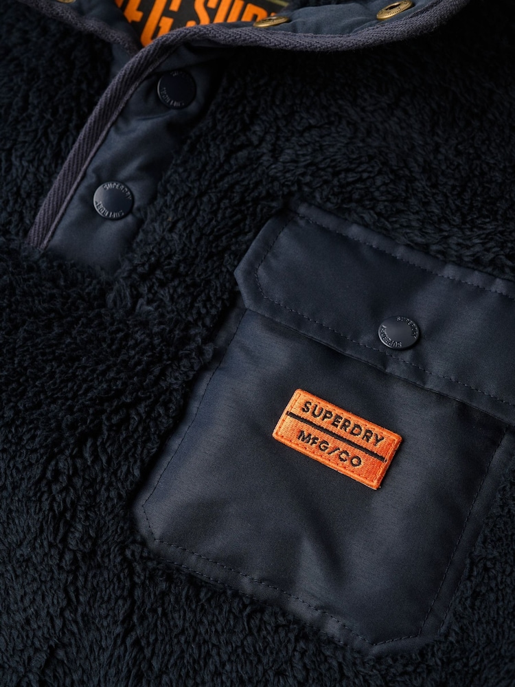 Superdry Blue Fuji Popper Neck Fleece - Image 6 of 6 Superdry Blue Fuji Popper Neck Fleece - Image 6 of 6