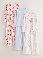 Blue/Pink Deer Wide Long Leg Pyjamas 3 Pack (3-16yrs) - Image 1 of 7