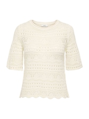 Weiß - JDY Kurzarm-Strickpullover mit Häkelspitze - Bild 5 von 6