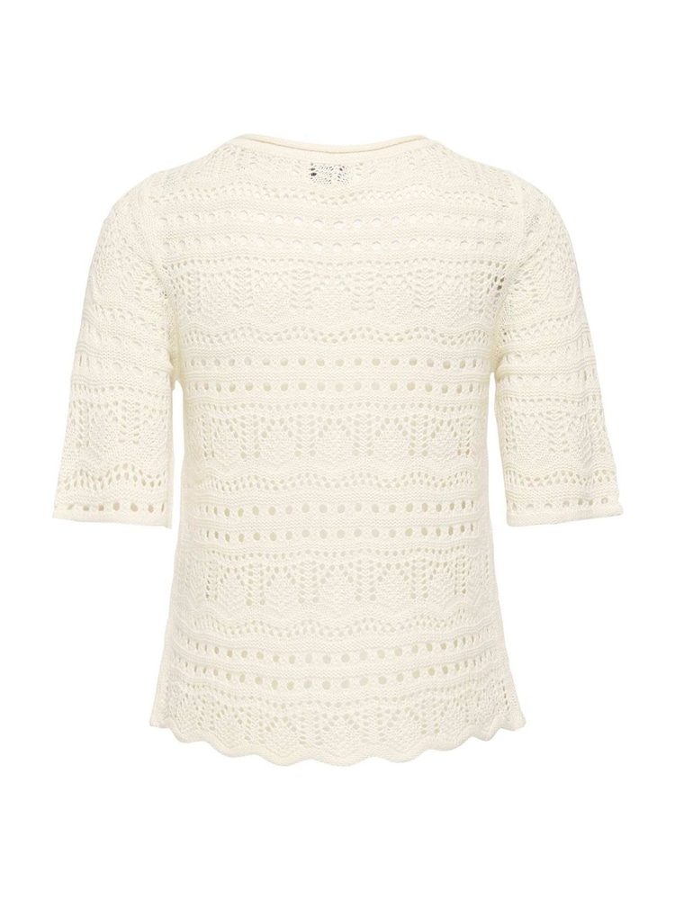 Weiß - JDY Kurzarm-Strickpullover mit Häkelspitze - Bild 6 von 6