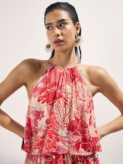 River Island Red Floral Printed Embellished Playsuit - Image 4 of 4