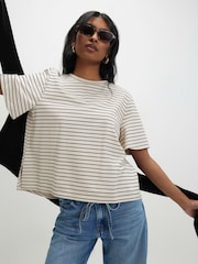 River Island Short Sleeve Striped Top - תמונה 1 מתוך 4