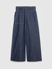 River Island Blue Petite High Rise Pull On Wide Leg Jeans - Image 1 of 1