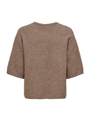 JDY Brown Short Sleeve Pearl Button Cardigan - Image 3 of 3