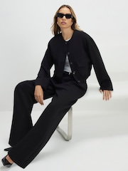 River Island Black High Waisted Belted Wide Leg Trousers - Image 3 of 4