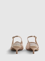 River Island Brown Diamate Mesh Slingback Court Heels - Image 2 of 3