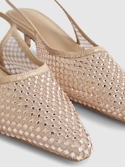 River Island Brown Diamate Mesh Slingback Court Heels - Image 3 of 3