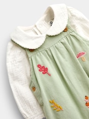 JoJo Maman Bébé Sage Green Woodland Dungaree & Bodysuit Set - Image 6 of 7