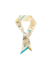Kate Spade White Scribble Silk Skinny Scarf - Image 2 of 4