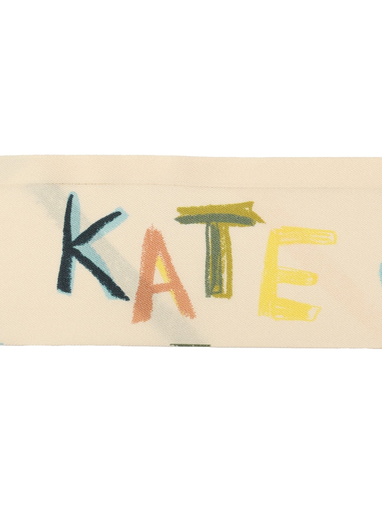 Kate Spade White Scribble Silk Skinny Scarf - Image 4 of 4