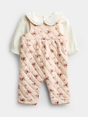 JoJo Maman Bébé Pink Floral Dungaree Set - Image 1 of 6