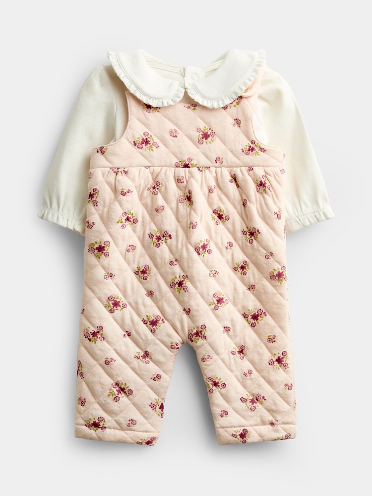 JoJo Maman Bébé Pink Floral Dungaree Set - Image 1 of 6 JoJo Maman Bébé Pink Floral Dungaree Set - Image 1 of 6