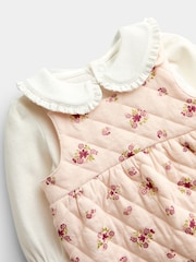 JoJo Maman Bébé Pink Floral Dungaree Set - Image 6 of 6