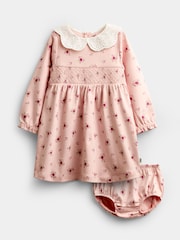 JoJo Maman Bébé Pink Ditsy Floral Smocked Baby Dress Set - Image 1 of 6