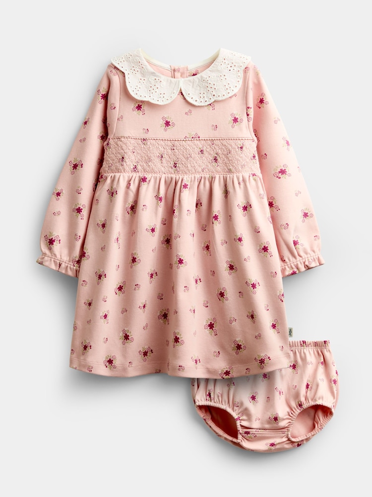 JoJo Maman Bébé Pink Ditsy Floral Smocked Baby Dress Set - Image 1 of 6 JoJo Maman Bébé Pink Ditsy Floral Smocked Baby Dress Set - Image 1 of 6