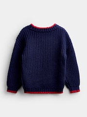 JoJo Maman Bébé Navy Blue London Bus Embroidered Knitted Jumper - Image 2 of 4