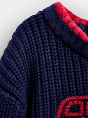 JoJo Maman Bébé Navy Blue London Bus Embroidered Knitted Jumper - Image 3 of 4