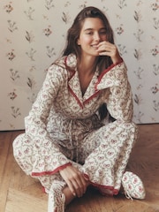 Laura Ashley Red/White Bow Trellis Christmas Pyjamas - Image 1 of 6