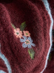 Бургундский - Вязаный шарф с треугольными чашечками и вышивкой Laura Ashley - Изображение 5 6