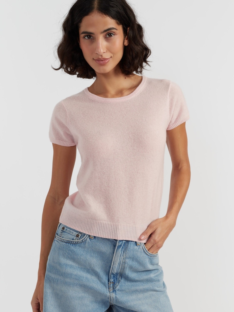 Chinti & Parker Pink Chinti & Parker Air Pure Cashmere T-Shirt - Image 1 of 3