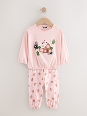 Pink Joggers Christmas Pyjama (9mths-12yrs) - Image 1 of 5