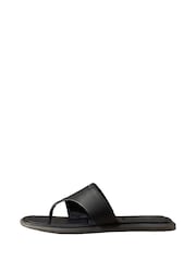 Calvin Klein Black Leather Square Toe Thong Sandals - Image 2 of 6