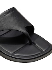 Calvin Klein Black Leather Square Toe Thong Sandals - Image 6 of 6