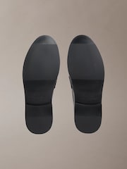 Calvin Klein Black Leather Pleated Apron Toe Loafers - Image 3 of 5