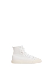 Calvin Klein White Cotton Canvas High Top Logo Women Trainers - Image 1 of 4