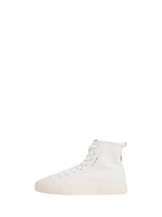 Calvin Klein White Cotton Canvas High Top Logo Women Trainers - Image 2 of 4