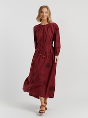 Chinti & Parker Red Sienna Linen Blend Broderie Dress - Image 1 of 4